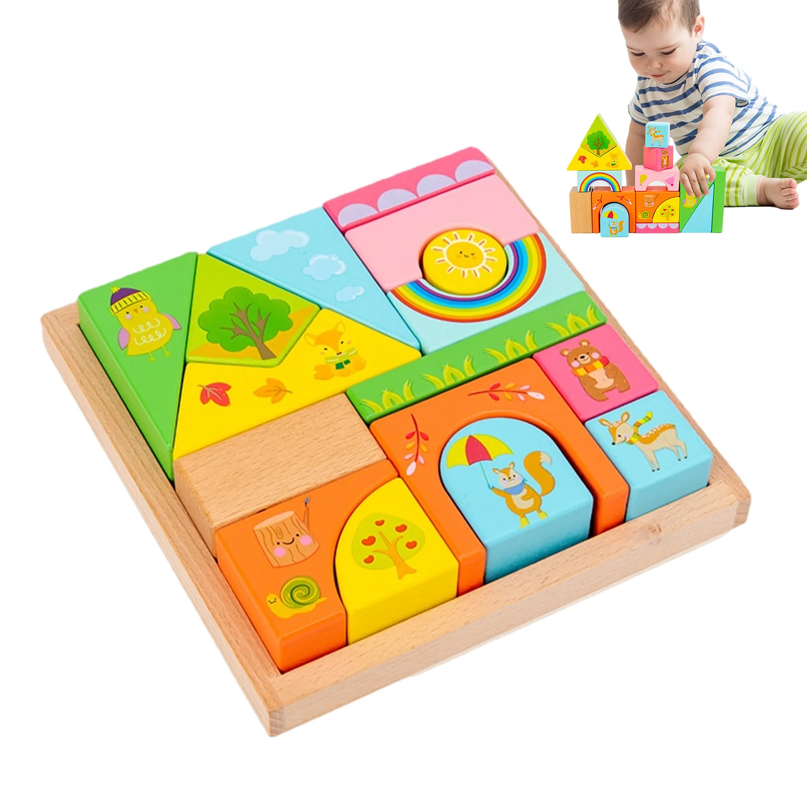 

Wooden Building Blocks Toy Kids Building Blocks For Stacking Building Blocks Sensory Toys For Kids Educational Infant Blocks