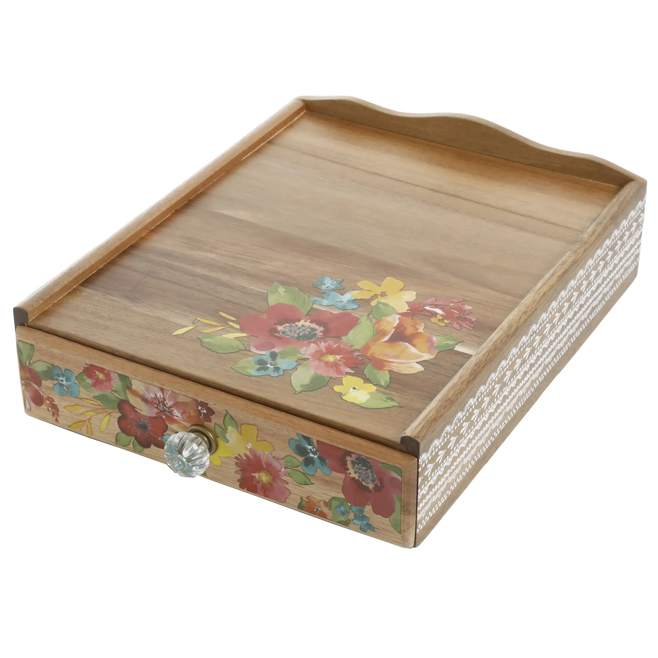 

Free shipping Wildflower Whimsy 4-Compartment Wood Coffee Pod Organizer Floral