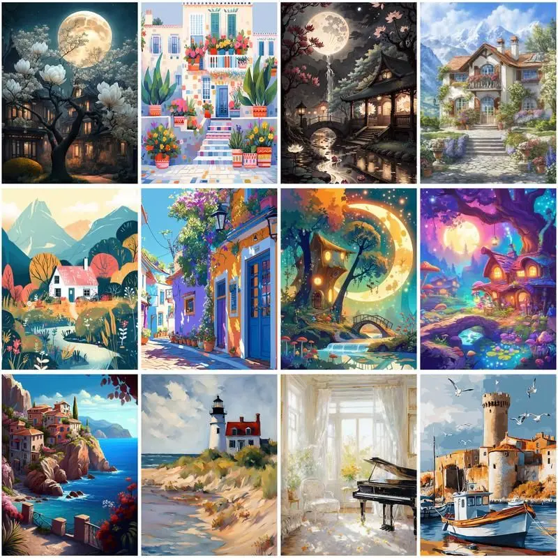 Набор для рисования по номерам на холсте пейзаж 60 х75 см