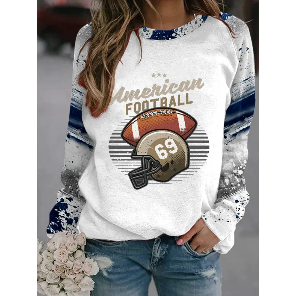 

American Rugby Union Crewneck Women's T-Shirt 3D Printed T-Shirt Retro Casual Women Tops Fan Tshirt Loose Sports Tees Clothing