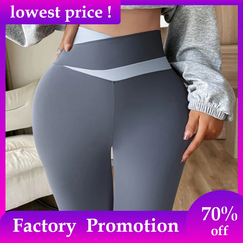 

2023 Nylon Back V Butt Yoga Pants Women High Waist Fitness Workout Gym Running Scrunch Leggings Trousers Jogging Active Wear