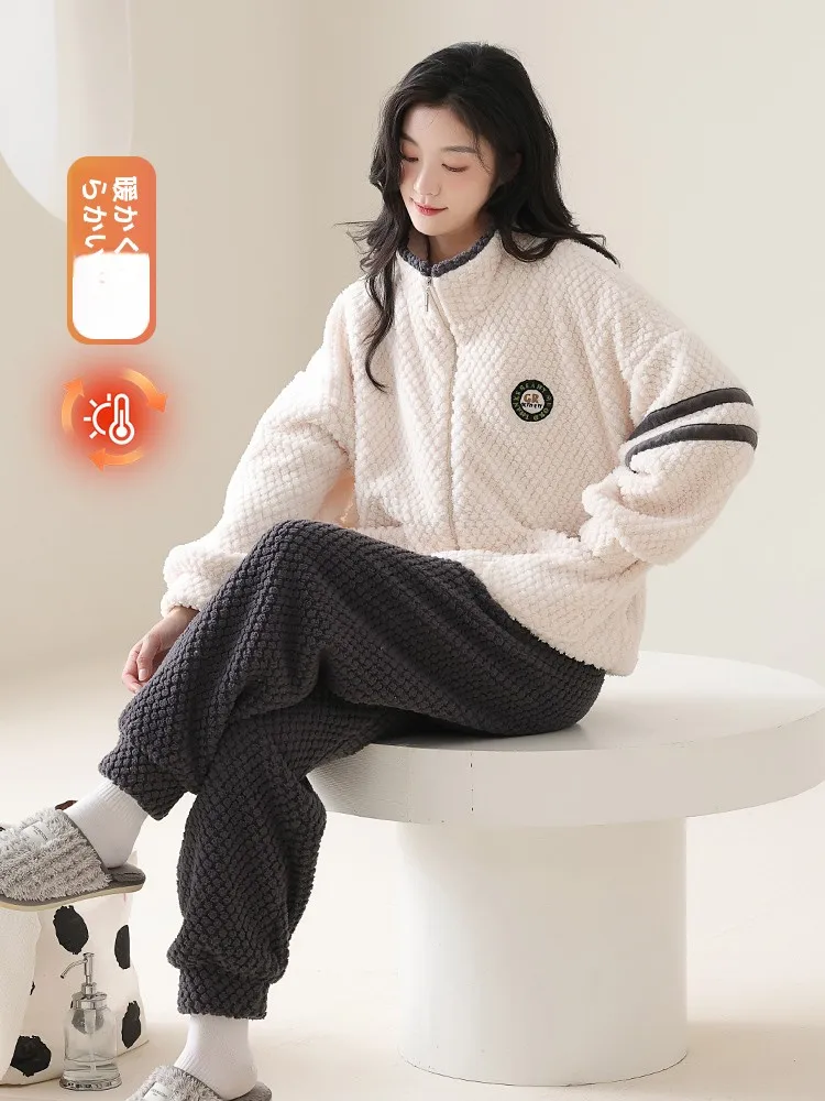 Пижамы для пар мужские и женские зимние коралловые флисовые утолщенные