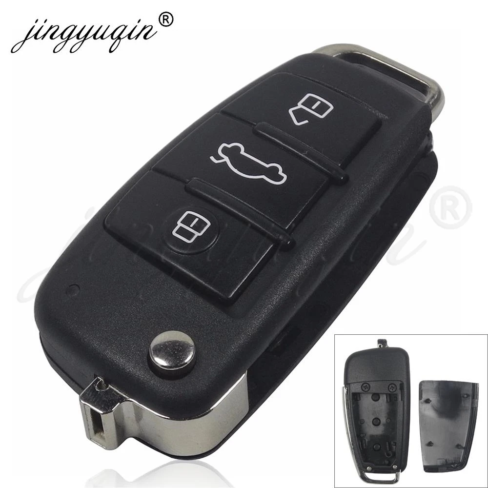 

Jingyuqin Сменный складной флип-чехол для дистанционного ключа автомобиля, 3-кнопочный чехол для AUDI A2 A3 A4 A6 A6L A8 TT без лезвия