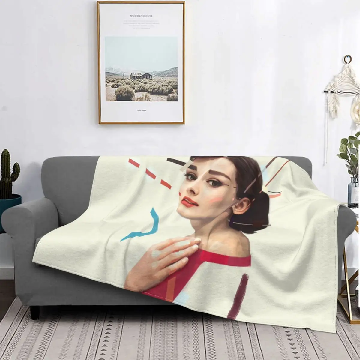 

3D Print Audrey Hepburn Blankets Comfortable Soft Flannel Summer Throw Blanket for Couch Outdoor Bedroom