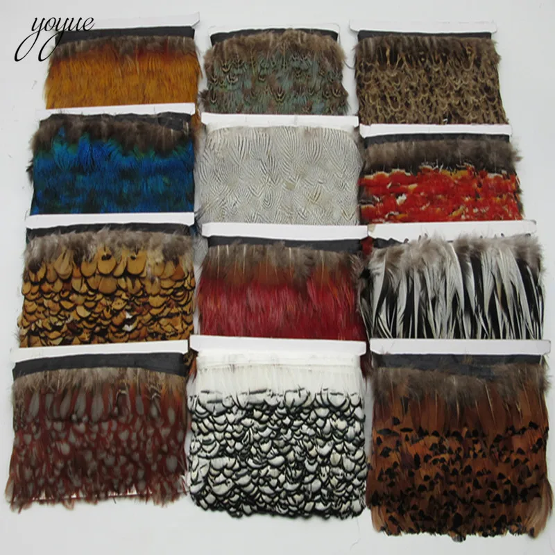 YOYUE Высокое качество 10 ярдов Натуральное перо фазана лента перья отделка бахрома