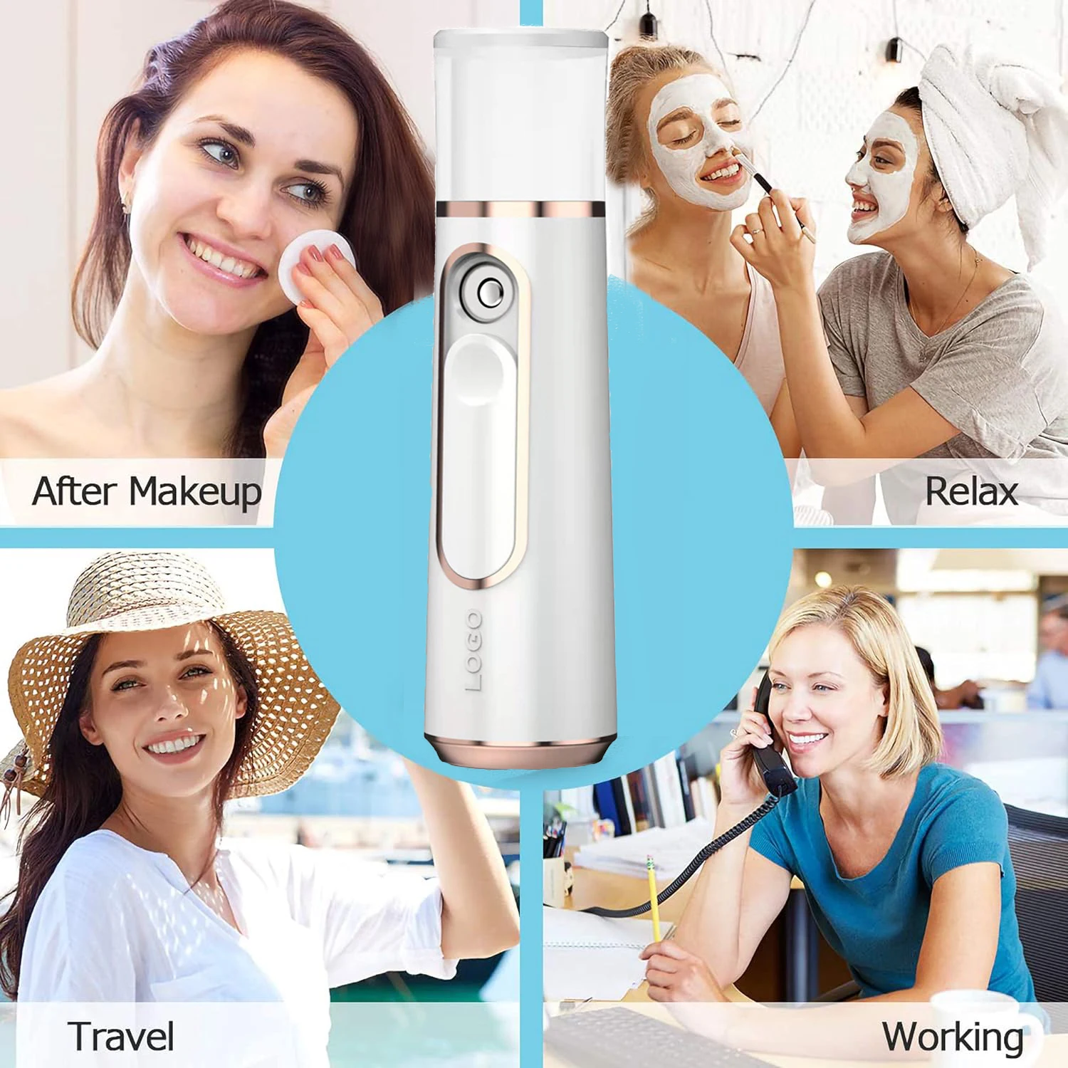 Мини-Отпариватель для лица с нано-спреем портативный зарядкой от USB