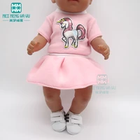clothes for doll fit 43cm new born doll american doll accessories cartoon casual dress