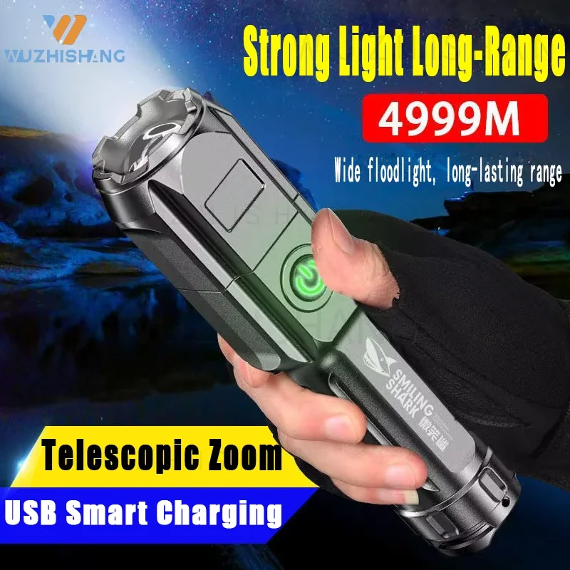 

Мощный фонарик, перезаряжаемый водонепроницаемый фонарик USB 18650 с зумом для рыбалки и охоты, Тактический фонарик 100000 люмен, фонарик