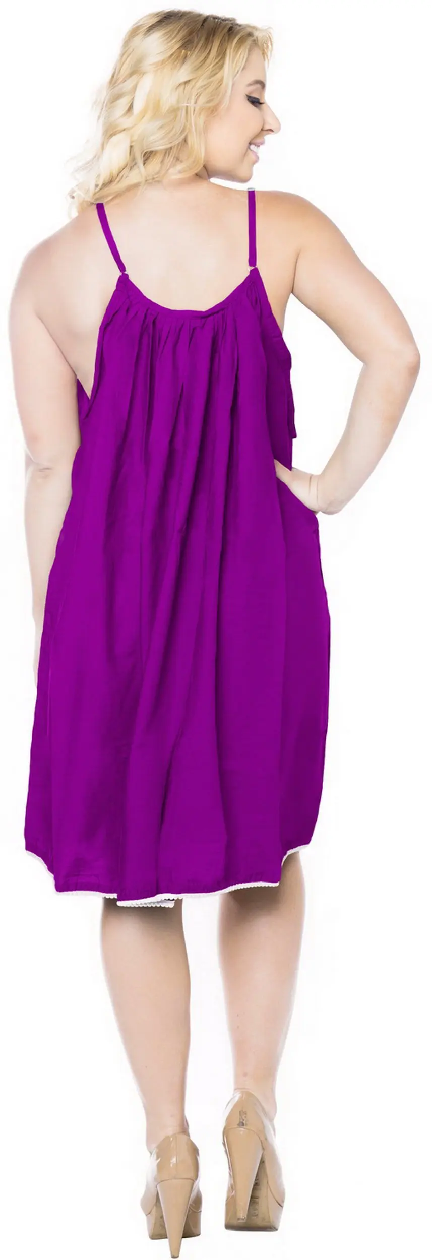 Women`s Spaghetti Strap Sleepwear Slip Chemise 1X-2X Violet-AC93