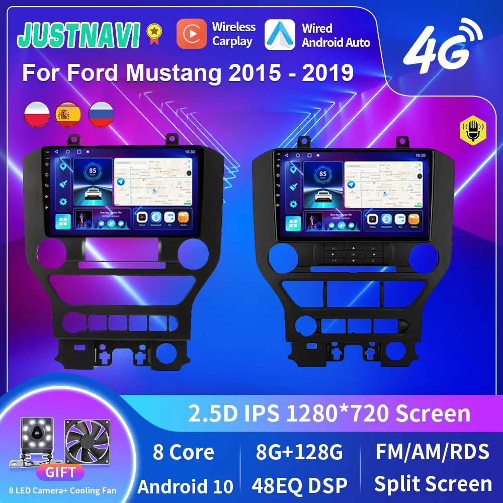 

JUSTNAVI Android 10.0 for Ford Mustang 2015 2016 2017 2018 2019 Car Radio 2din Autoradio 9 Inch Navigation Car Stereo Carplay