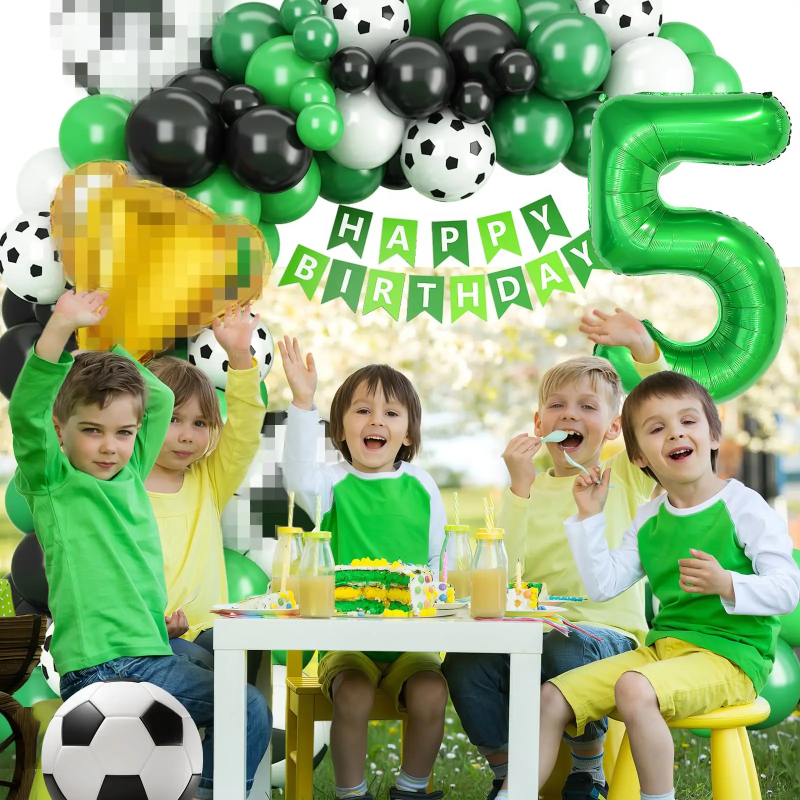Футбольная тематика черные зеленые белые воздушные шары гирлянда арочный