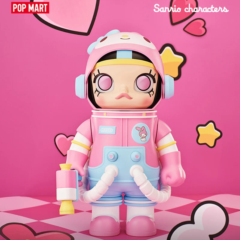 Фото POPMART MEGA SPACE MOLLY 400% персонажи Sanrio, серия слепая коробка, сумка для догадок, оригинальные игрушки, кукла, милые аниме-фигурки, украшения, подарок №5