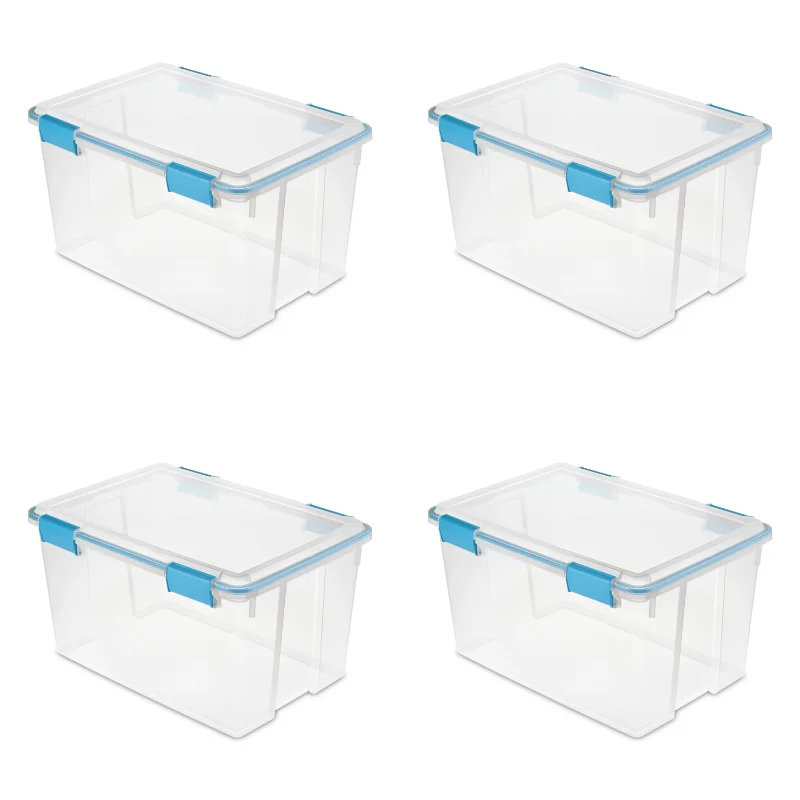 

4pcs 54 Qt. Gasket Storage Boxes Plastic BPA-free and Phthalate-free Gasketed Seal Safeguards Items From Air and Moisture