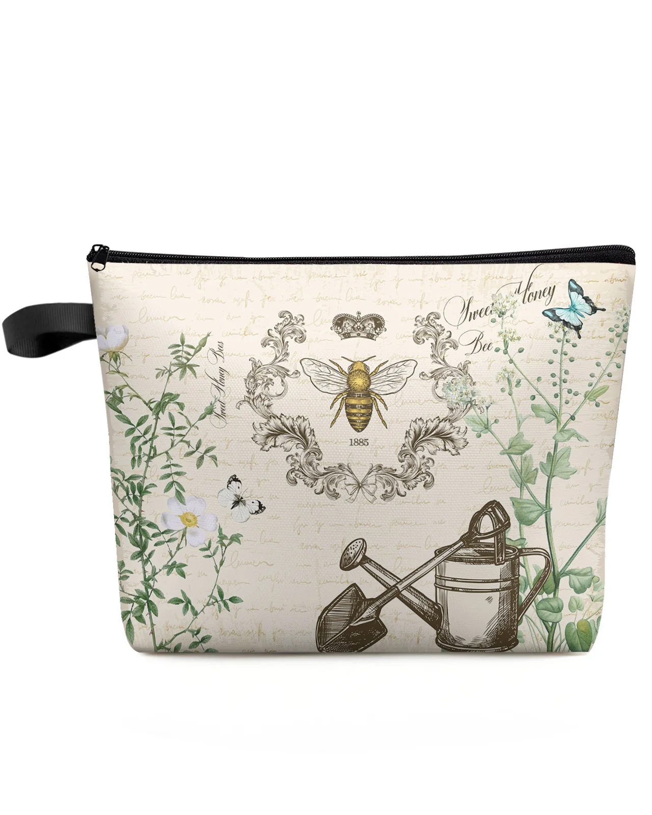 

Vintage Letter Retro Bee Butterfly Flower Makeup Bag Pouch Travel Essentials Women Cosmetic Bags Organizer Storage Pencil Case