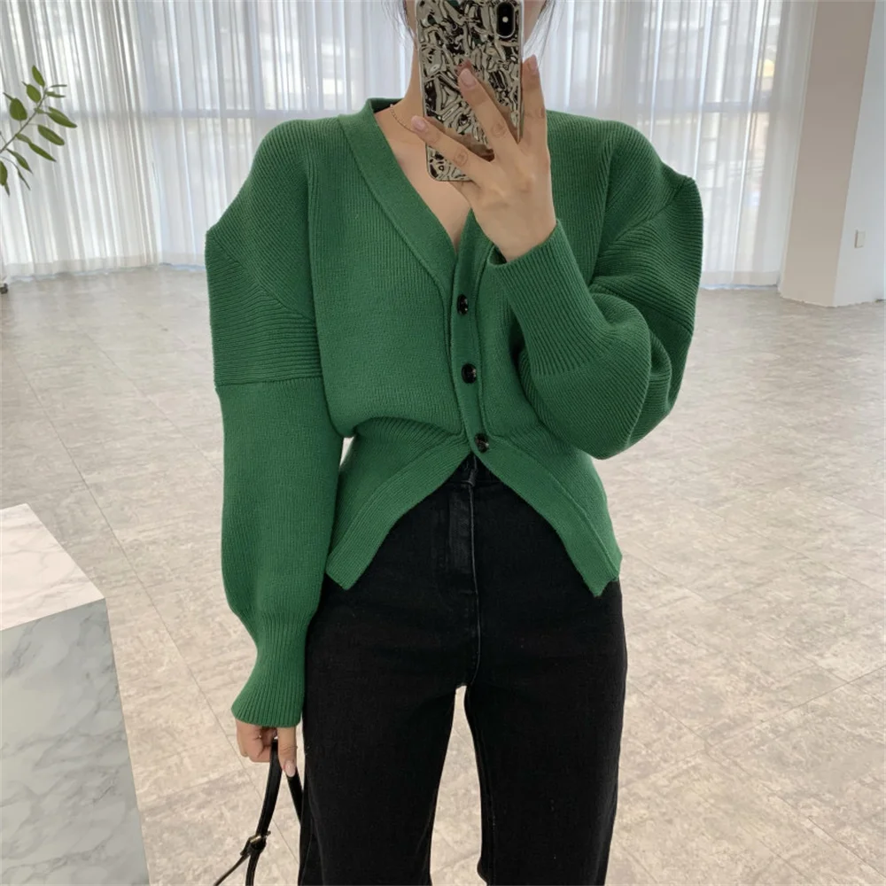 

PLAMTEE Retro Elegant Women Knitwear Coats Hot Sale Cardigans Autumn New 2022 Chic Solid All Match Office Lady Slim Sweaters