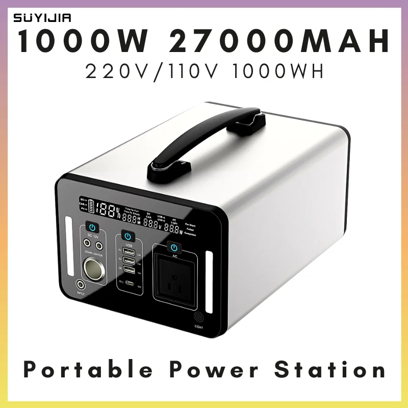 

110V/240V Portable Electric Power Station 1000WH Solar Generator 50/60Hz for Home Energy Storage Power Supply Outdoor Camping