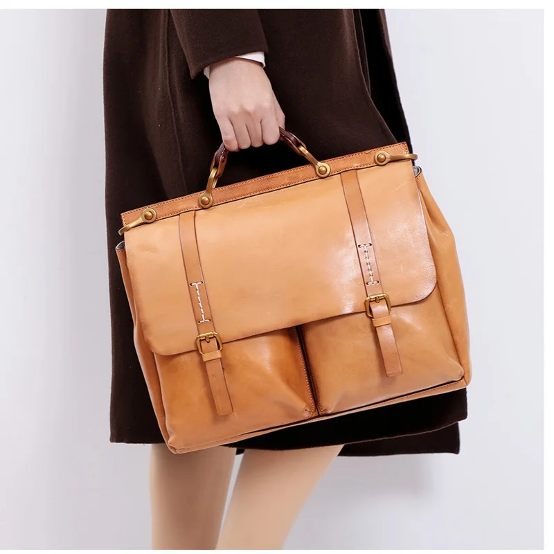 

VOLASSS new Top Level Women Briefcase Bag Woman High Quality Handbag Cow genuine Leather Female Luxury Laptop Bags MacBook HP