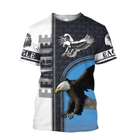 summer 2022 3d eagle print t shirt mens oversized o neck short sleeve breathable top