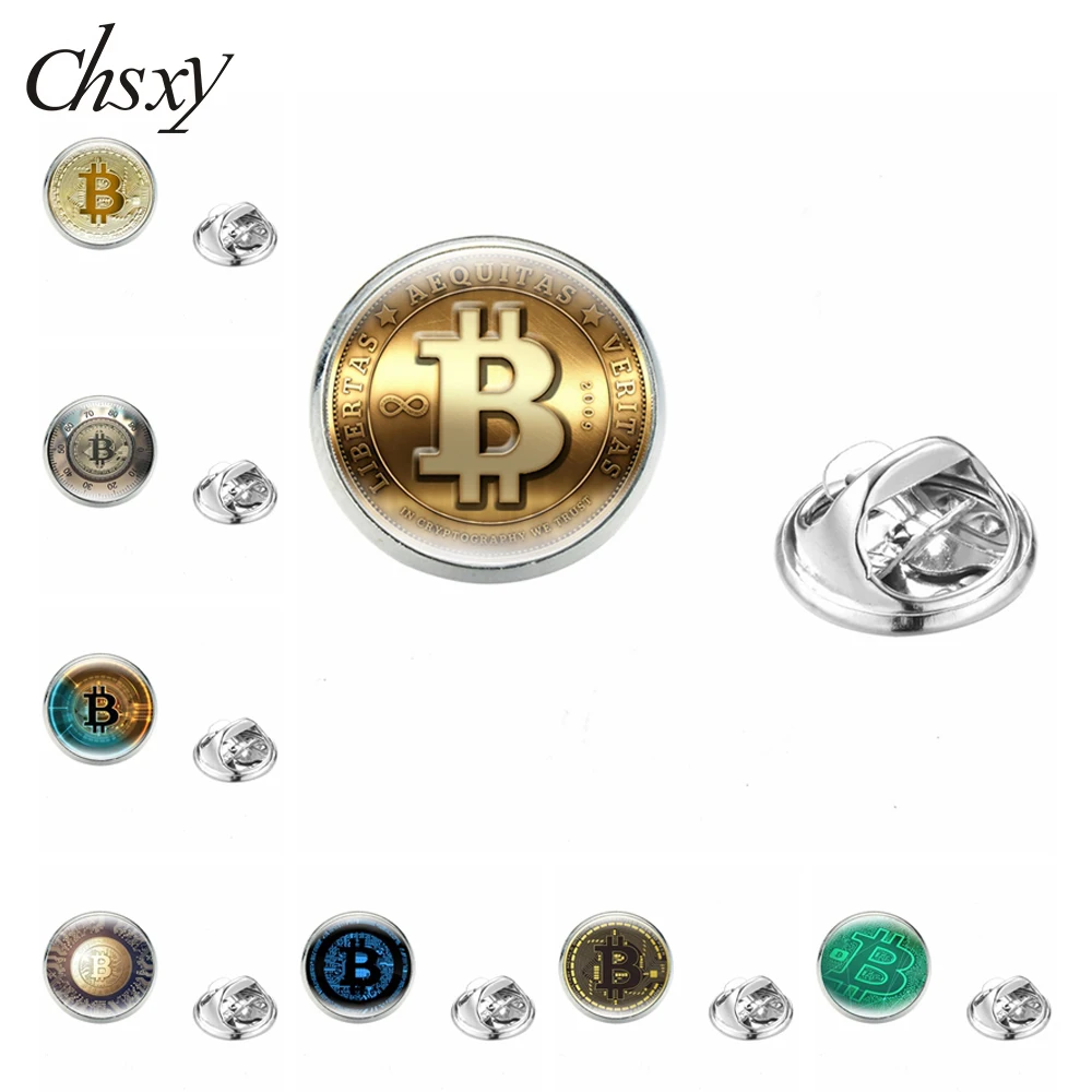 

Bitcoin Design Pin Brooch Cryptocurrency Bitcoin Theme Photo Glass Dome Badges Stainless Steel Pins Collection Women Men Jewelry