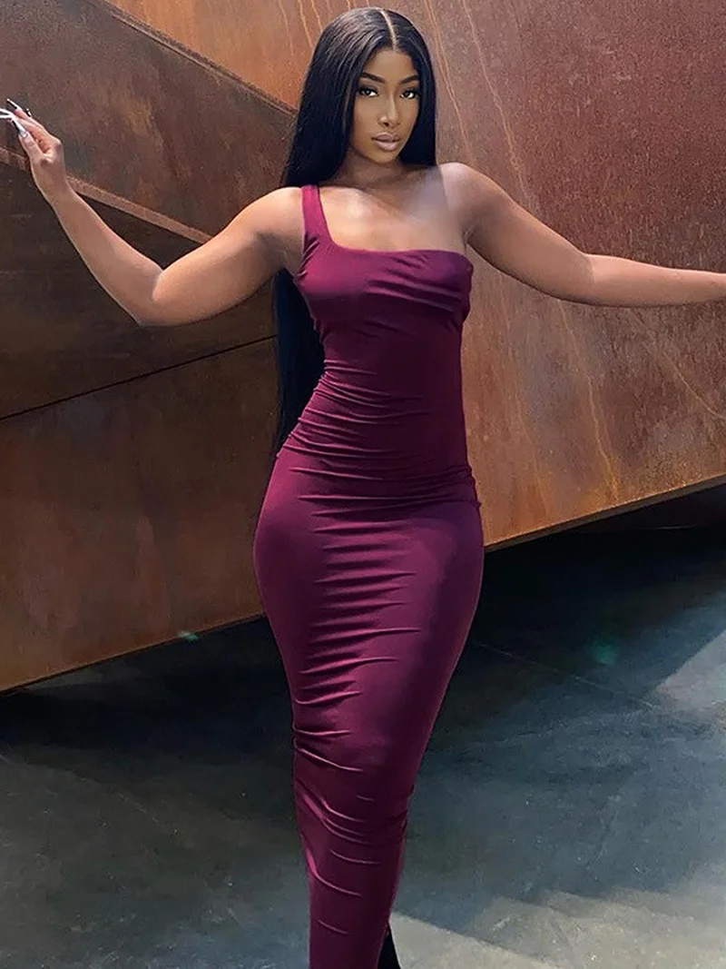 

Женское облегающее платье макси на одно плечо, длинное вечернее праздвечерние чное черное платье без рукавов с открытой спиной, уличная оде...