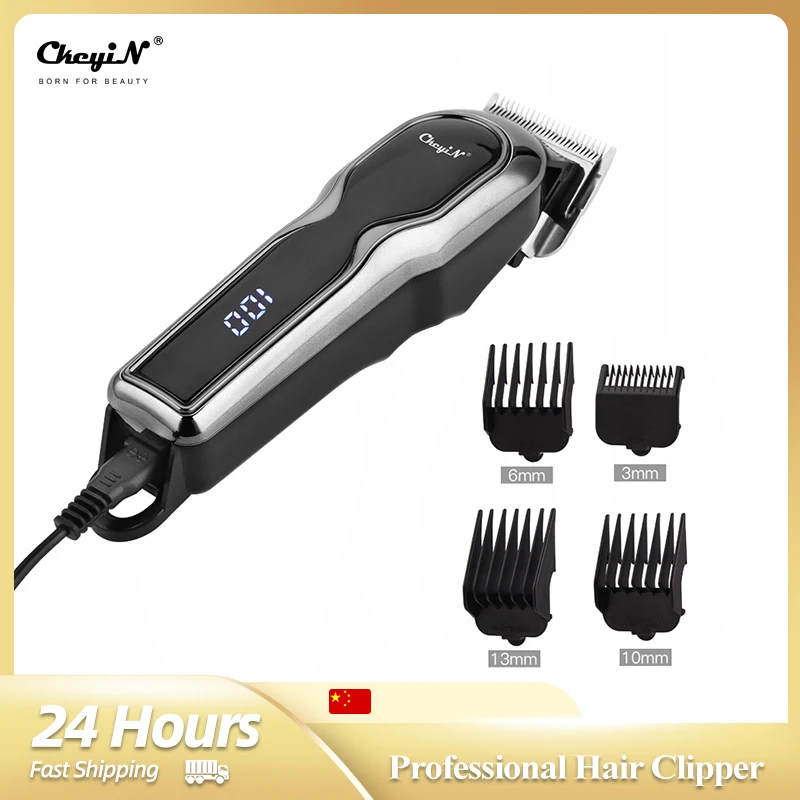 

Электрическая машинка для стрижки волос CkeyiN, профессиональный беспроводной триммер для бороды, мужской парикмахерский аппарат с 4 гребнями...