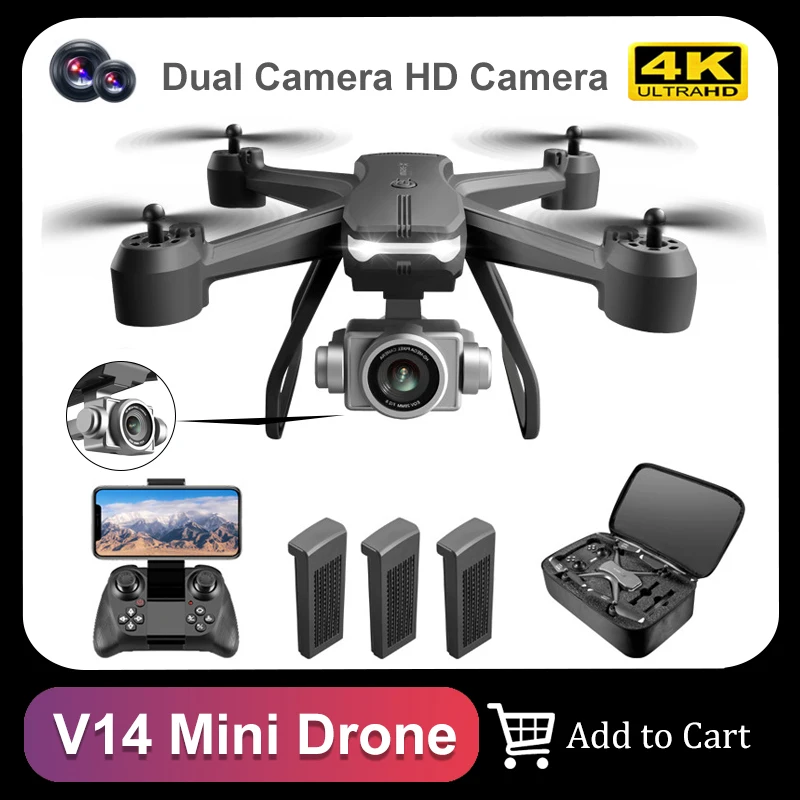 

V14 Drone 6k HD Wide Angle Camera 1080P WiFi Fpv Altitude Hold RC Quadcopter Helicopter Toy Gift