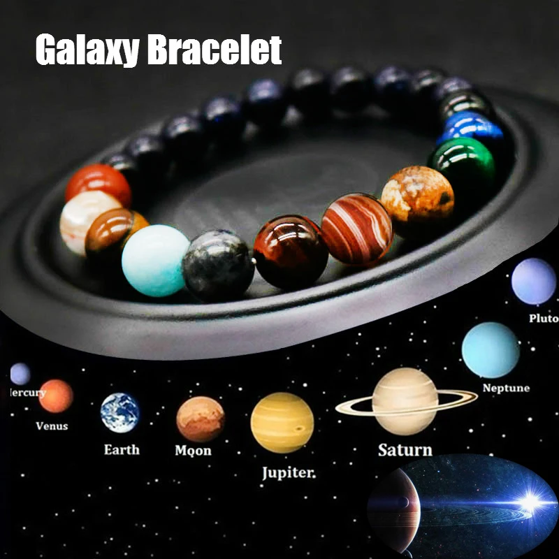 

Eight Planets Bead Bracelet Men Natural Stone Universe Yoga Solar Chakra Bracelet for Women Men Jewelry Chritmas Gifts Wholesale