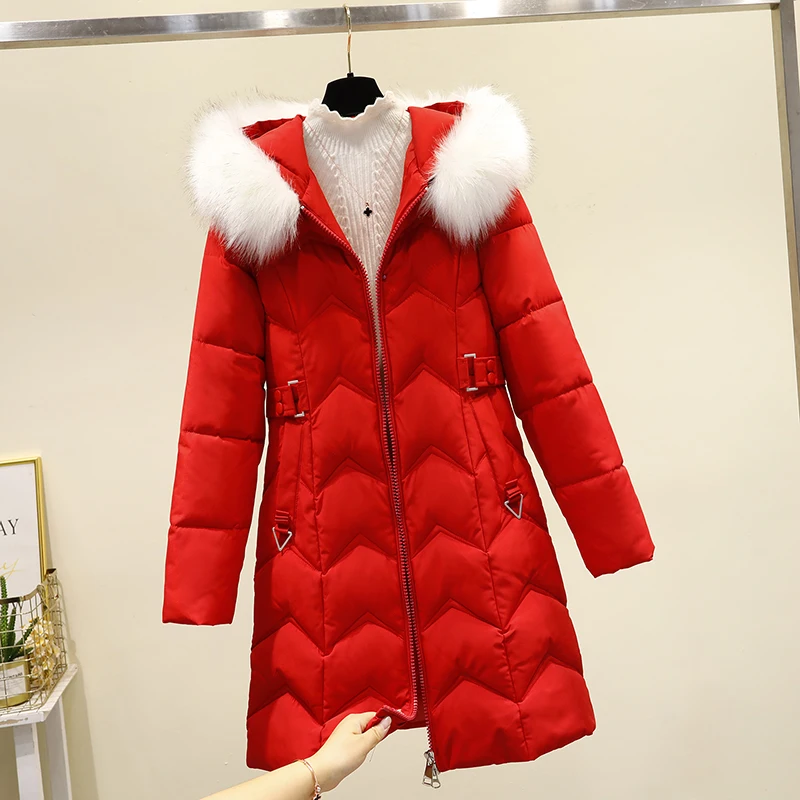 Down Padded Coats Women's Mid-Length 2022 Winter New Korean Version Slim Winter Padded Jacket Thickened Coat
