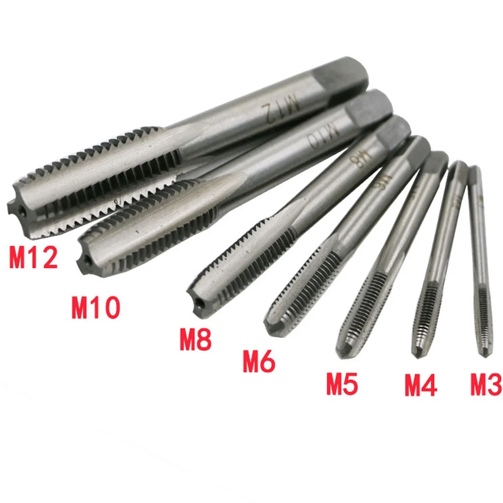 

7pcs tap with square shank straight groove wire ping M3*0.5/M4*0.7/M5*0.8/M6*1.0/M8*1.25/M10*1.5/M12*1.75