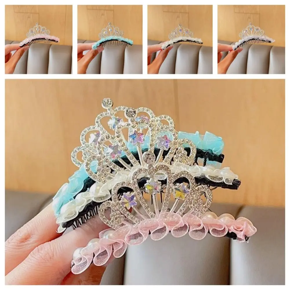 

Star Crown Hair Comb Princess Jewelry Korean Pearl Hairband Broken Hair Artifact Little Girl
