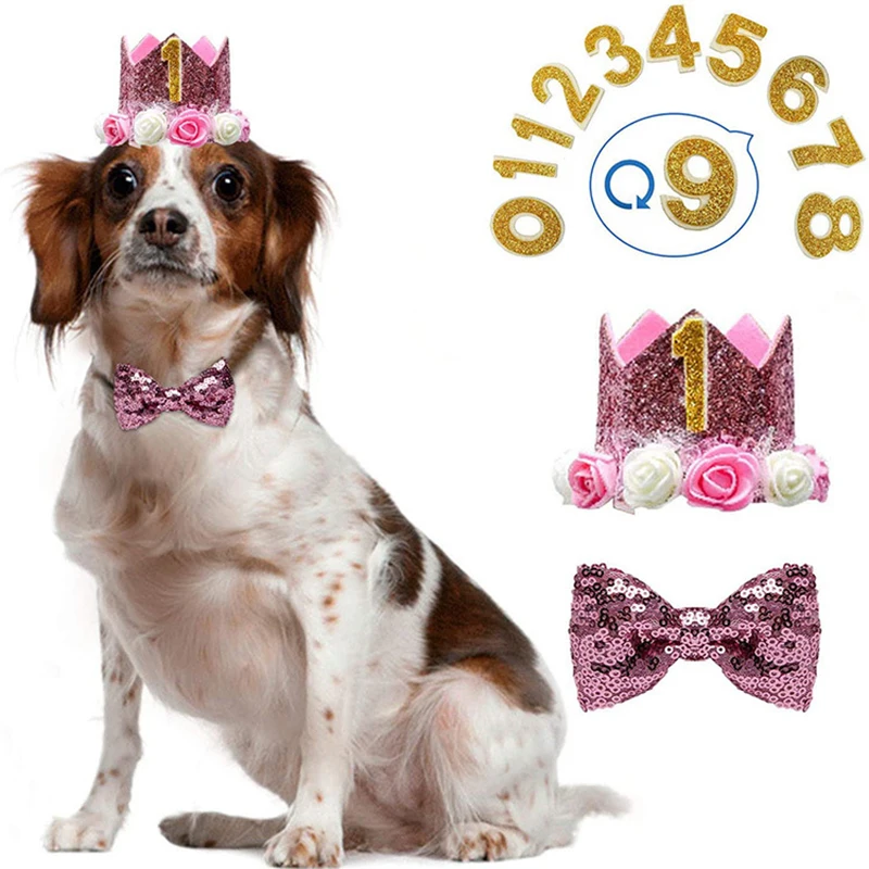 

Cats Decor Set Birthday Party Princess Pets Dogs For Hats Decor Hat Dog Dogs Crown Cap Happy Glitter Bow Hats Collar Hairband