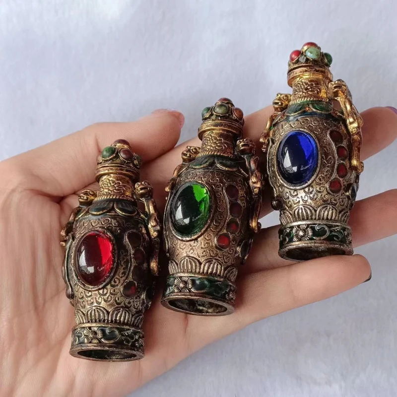 Поделки разнообразные тибетские антикварные инкрустированные Рубином табак