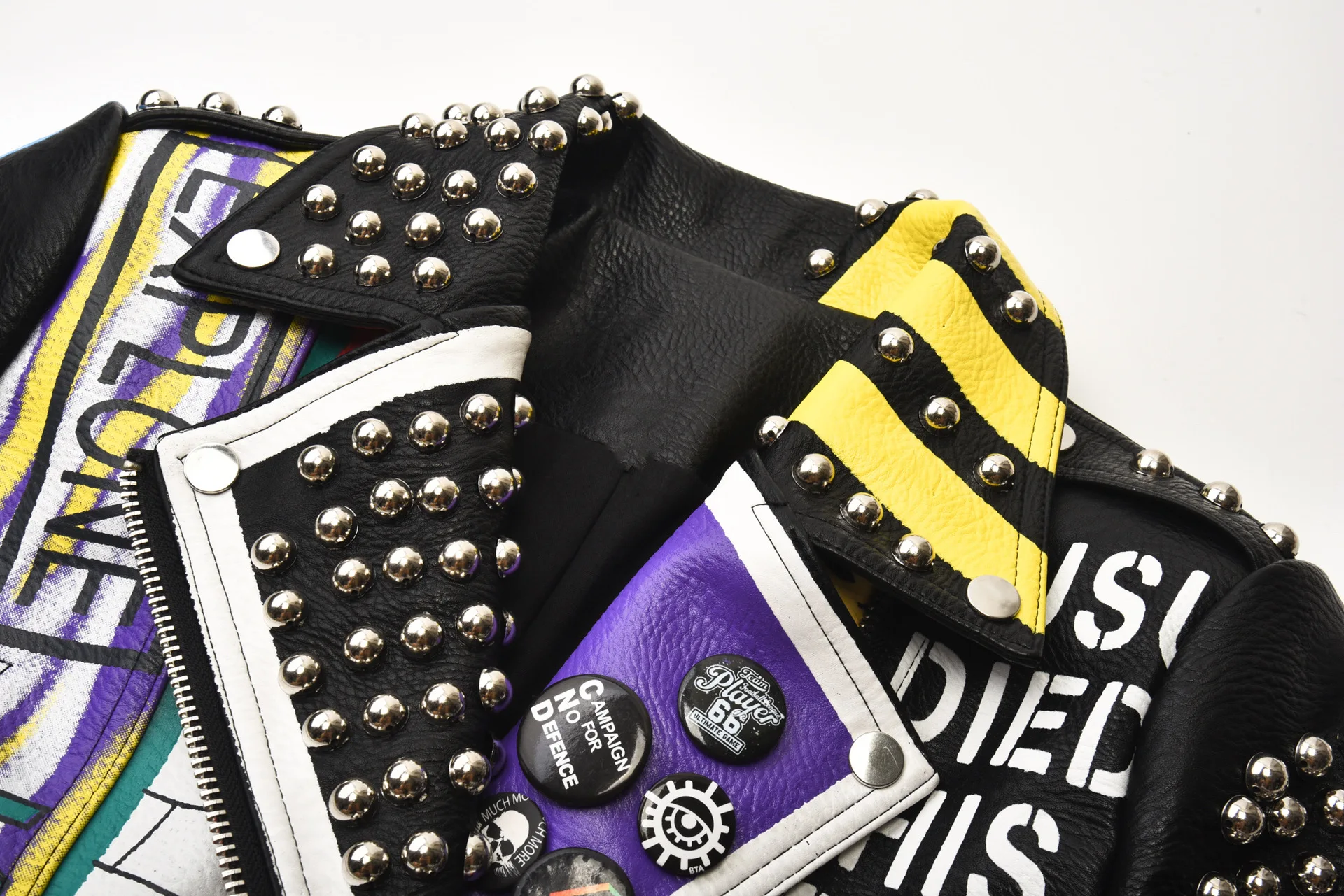 Women's autumn and winter new street EB rock punk personality girl pattern graffiti print rivet short leather jacket spot