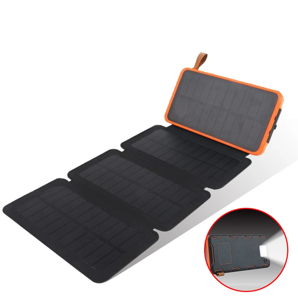

4 solar panels Wireless Fast Charging LED Light Portable Phone Charger External Battery For Xiaomi iPhone Samsung