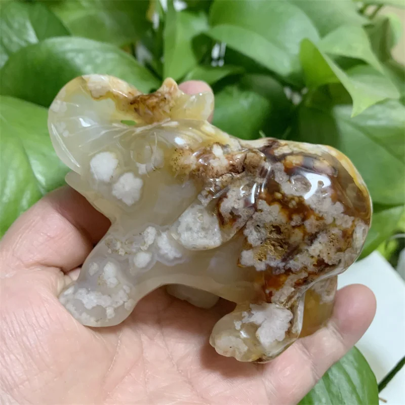 

Natural Agate Stone Healing Crystals Carved Elephant Statue Animal Figurines Room Decor Gem Craft Trinket 1pcs