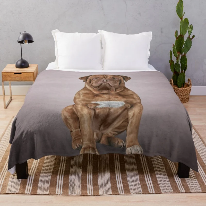 

Drawing dog Dogue de Bordeaux Throw Blanket Luxury Blanket Travel Blanket