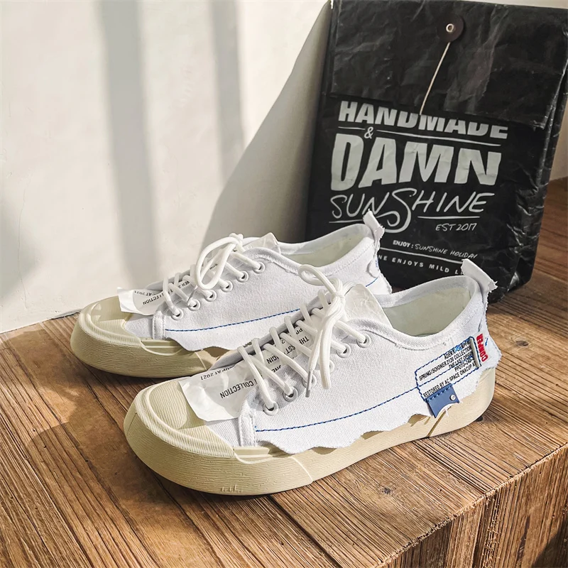

Кеды мужские парусиновые, повседневная обувь на платформе, дизайнерские, уличная одежда, оригинальные кроссовки для скейтборда, белые