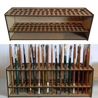67 holes multifunctional paint brushes holder square wooden pen stand pencil storage rack painting organizer school art supplies