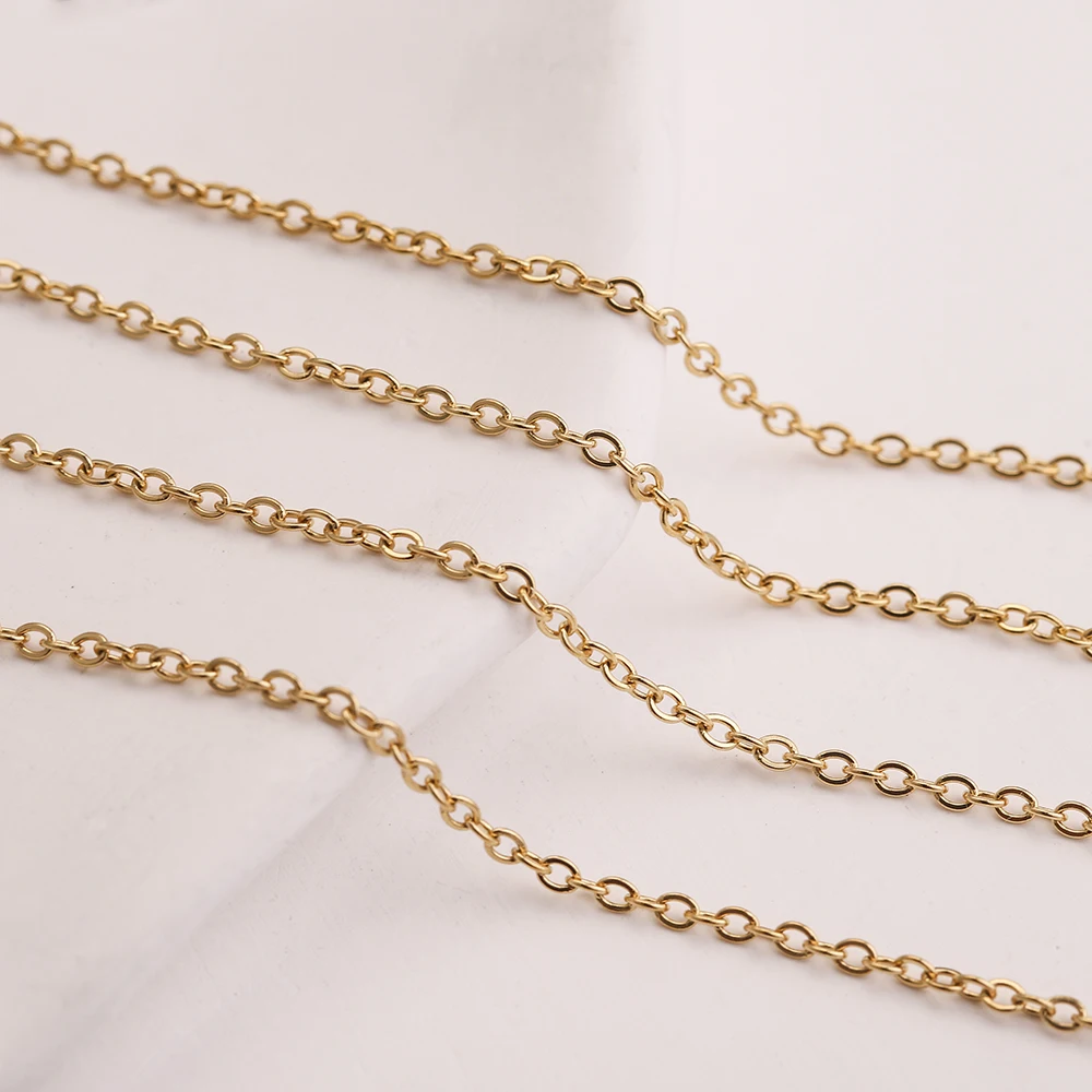

10M 1.5/2/2.5mm Rose Gold-plate Stainless Steel Flatten Cable Chains for Necklace Jewelry Supplies making Accessories DIY