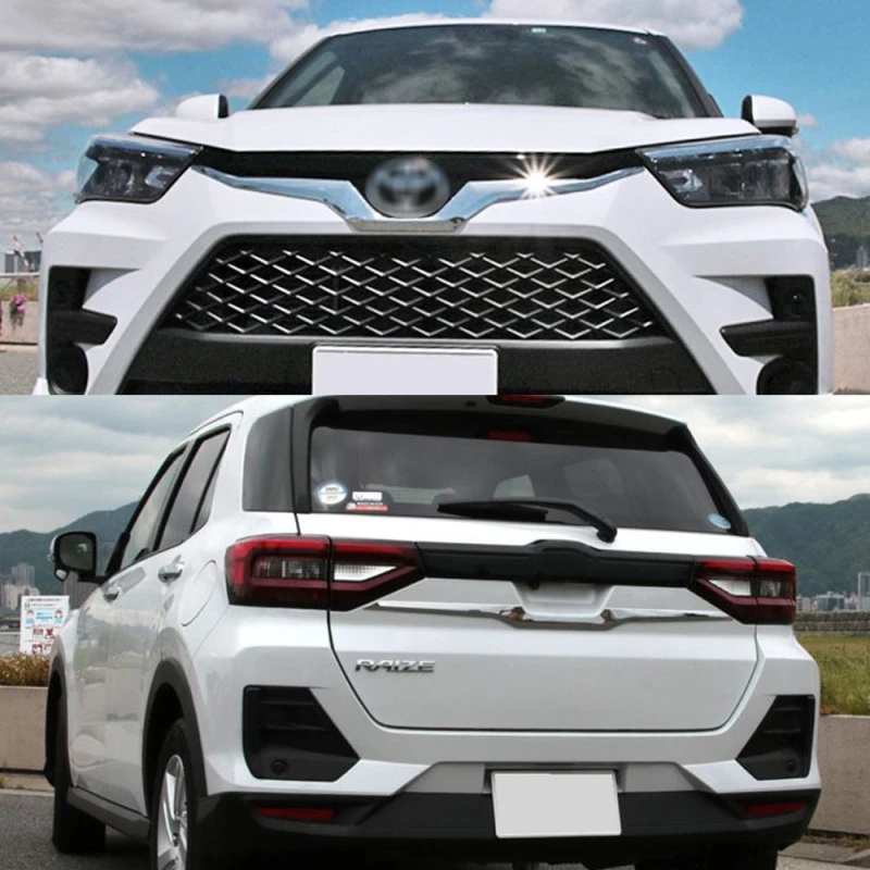 

ABS хром для Toyota Raize передняя отделка, передний гриль, задняя багажная дверь, крышка багажника, молдинговая крышка, украшение для задней двери