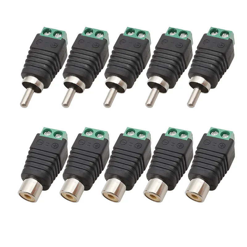

10Pcs RCA Male / Female Connector To Screw Terminals Block Adapter RCA Plug Socket AV Video CCTV Camera Wire Cable Connectors