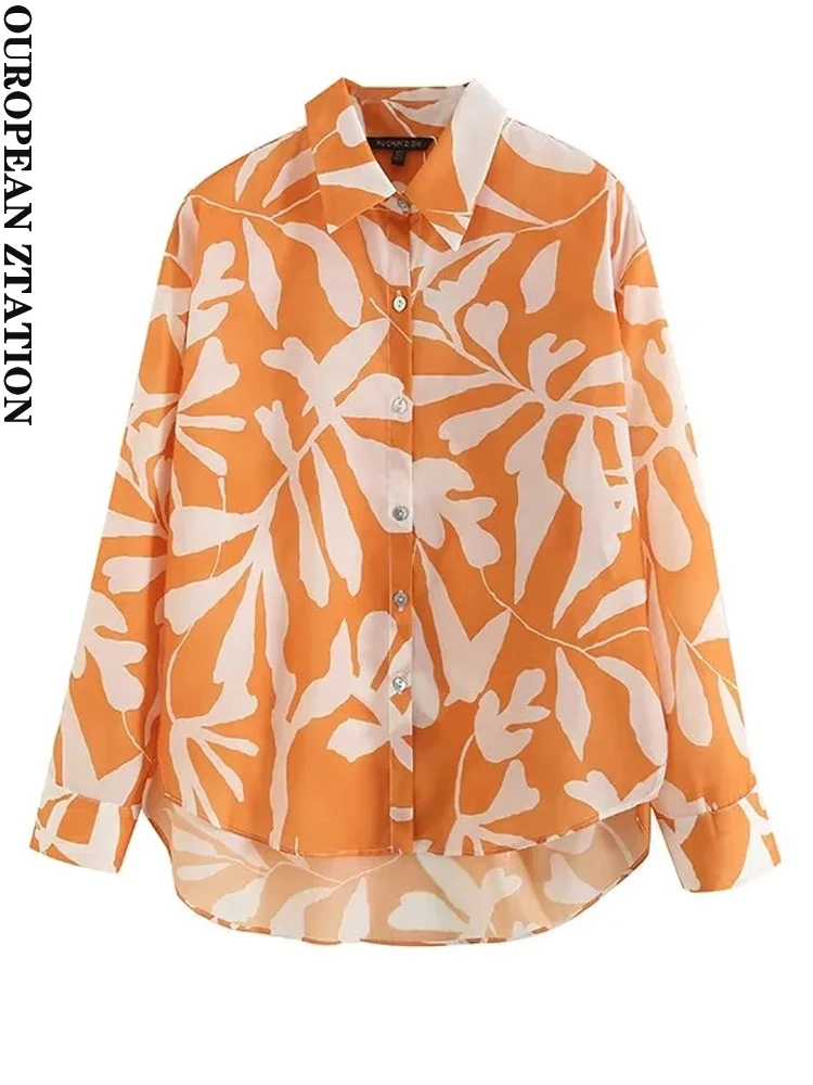 

Модные женские свободные рубашки PAILETE с цветочным принтом, винтажные женские блузки на пуговицах с длинным рукавом, шикарные топы, 2023