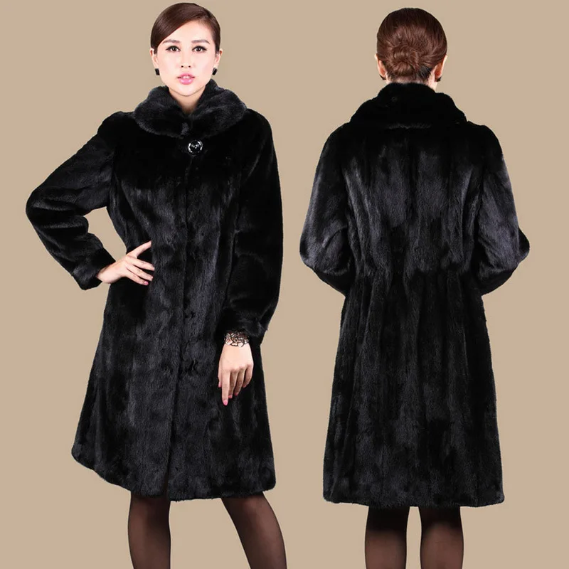 Thick Warm Faux Fur Coat Autumn Winter Women Black Coffe Velvet Long Jacket Windbreaker Fluffy Luxury Korean Parkas Outerwear