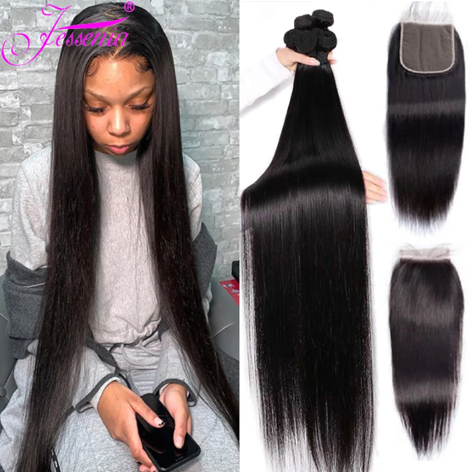 

12A Brazilian Hair Weave Bundles Straight Hair 3Bundles With Frontals Unprocessed Bone Straight Hair Bundles With Closure Remy