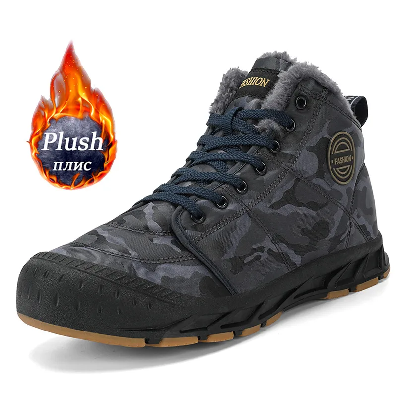 

Original Waterproof Boots Men's Winter Warm Snow Boot Big Size 46 Non-slip Army Boot 2022 Fashion Leather Ankle Boot Men Shoes