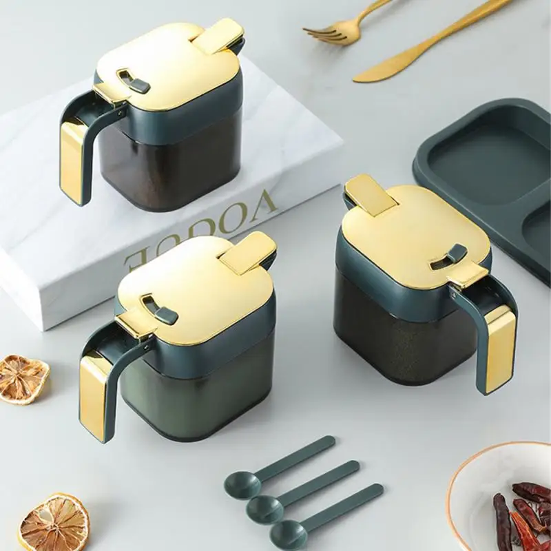 

Gold And Silve Dust-proof Salt Shaker Plastic Seasoning Box Durable Seasoning Jar Set Combination Kitchenware 1pc Sealed