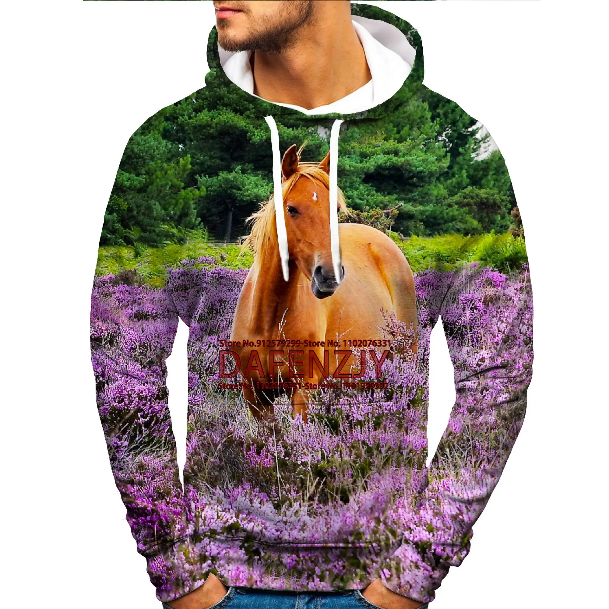 Men Women Hoodies Running Horse Sweatshirt 3D Print Animal Streetwear Harajuku Hip Hop Pullover