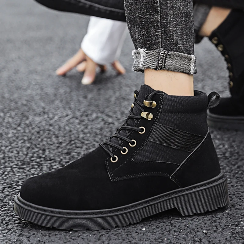 

WSNG New Men's Shoes Fashion Trendy Martin Boots Outdoor High-top Men's Boots Comfortable and Breathable All-match Casual Shoes1
