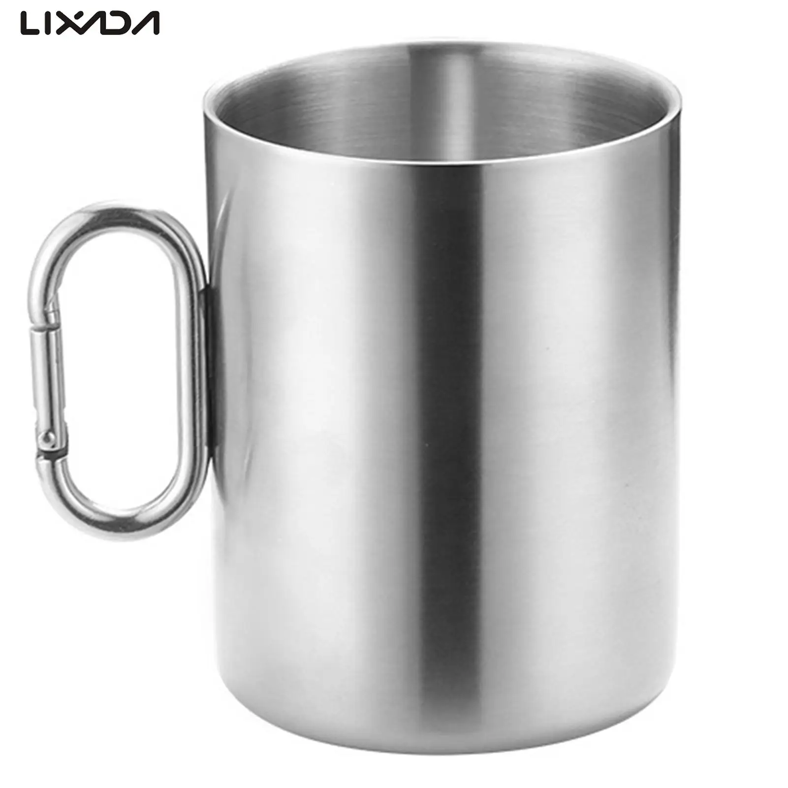 

200ml/300ml/400ml Camping Water Cup Stainless Steel Coffee Mug Tea Cup with Carabiner Handle for Outdoor Backpacking Picnic