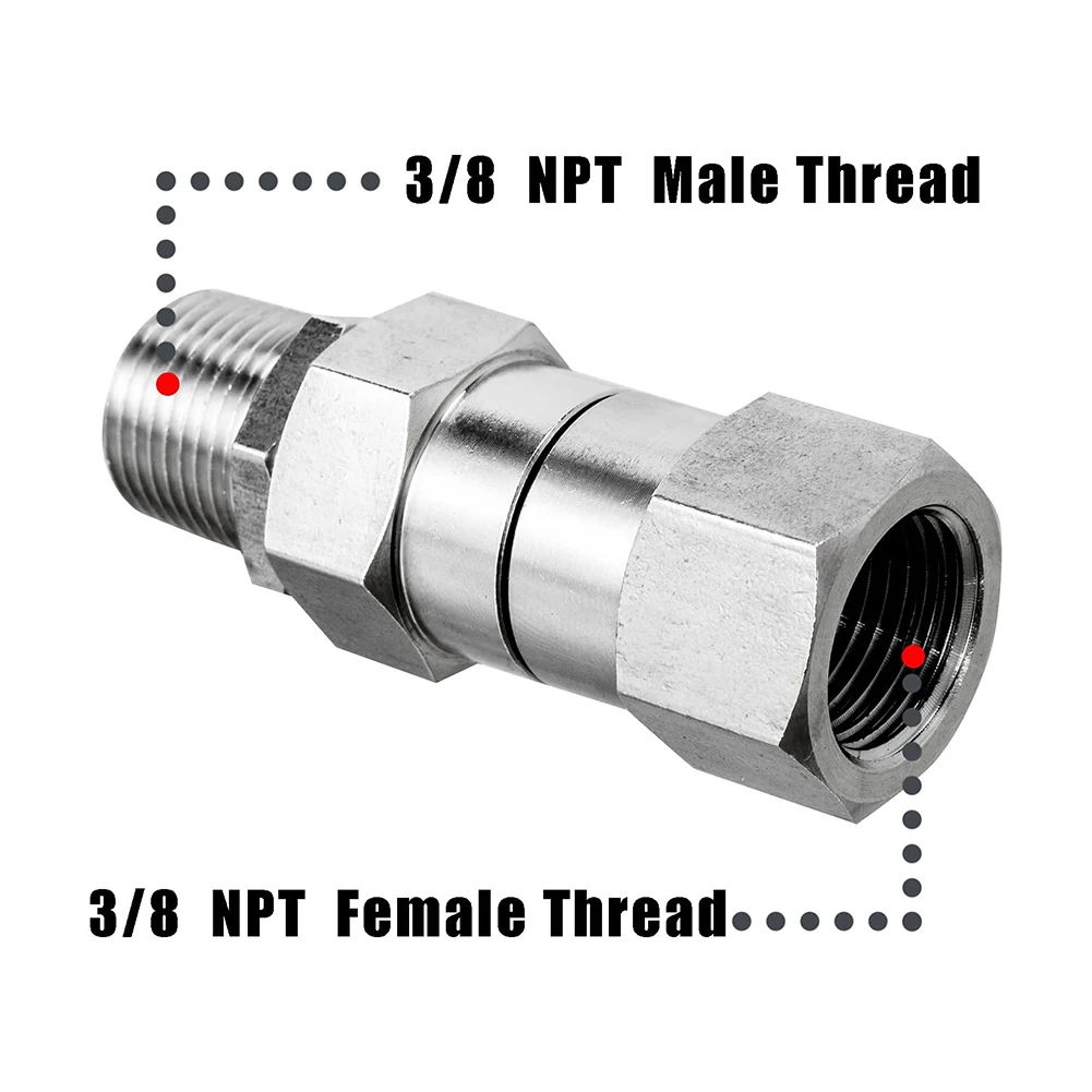 

Nozzle Fittings Rotary Joint Outdoor Pressure Washer Stainless Steel 3/8 "Hose Cold Resistance Joiner Thread